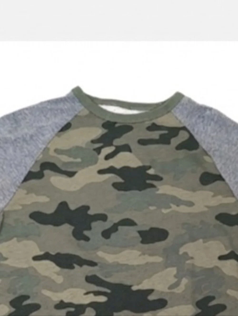 Childrens Place Camouflage Kids Raglan TShirt Boys Large 10 12 Green Gray